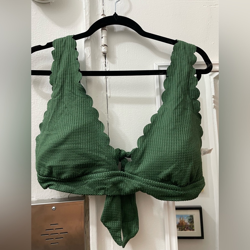 Aerie waffle knit green bikini top